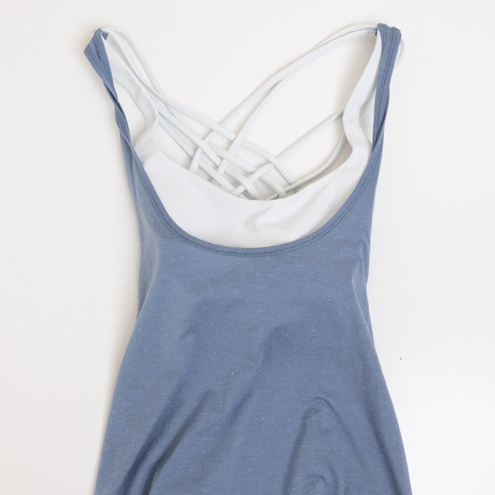 Lululemon Tied in Energy 2-in-1 Tank Top Tempest Blue Almost Blue Size 4 - Picture 4 of 12